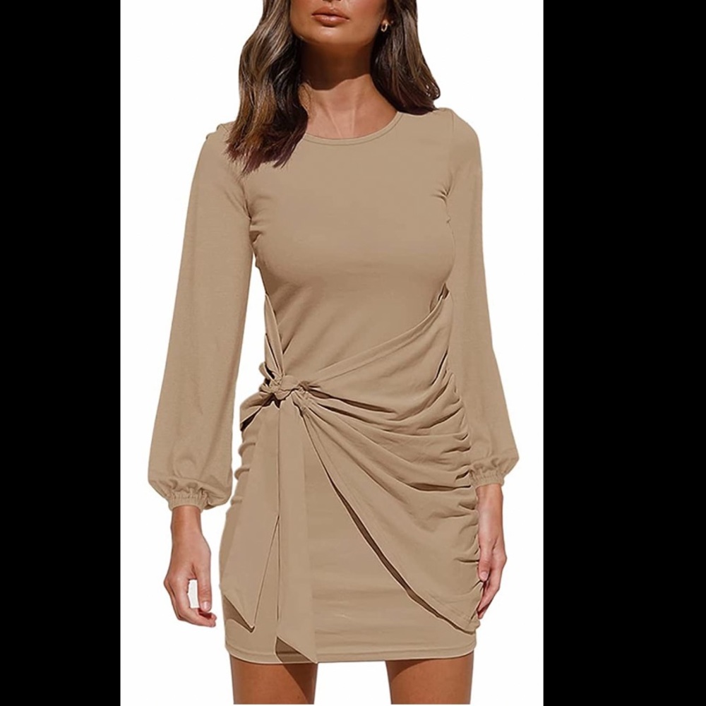 Long sleeve bodycon tie wrap dress